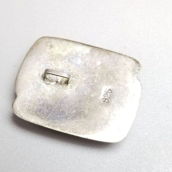 Vintage Sterling Silver Pendant, Puffy Wavy Rectangle, 925 Estate - Picture 4 of 8